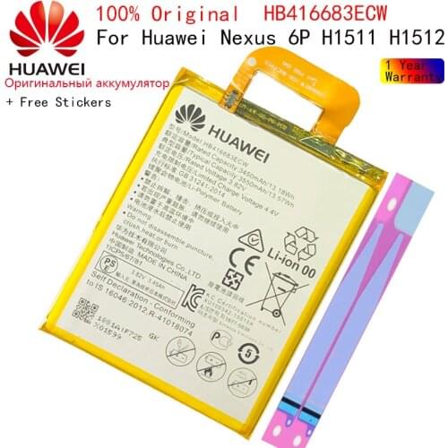100% Original 3550mAh HB416683ECW Battery For Huawei Nexus 6P H1511 H1512 Phone High Quality Battery