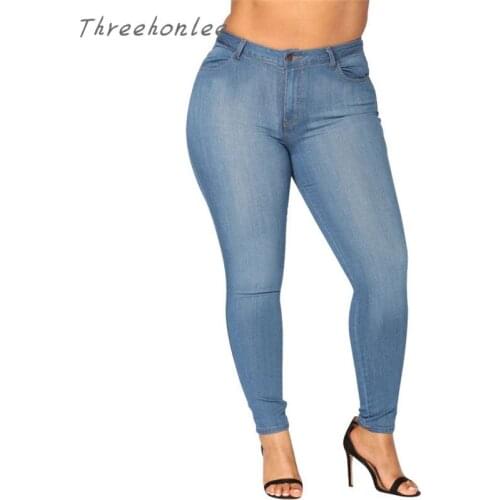 2021 New Fashion Plus Size Womens Jeans High Waist Skinny Denim Jeans Casual High Stretch Slim Pencil Pants