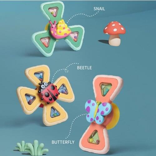 3PCS Infant Bath Toys Baby Rotary Toy Decompression Attractive Suction Cup Bathroom Spinner Toy Sucker Dining Chair Artifact Toy