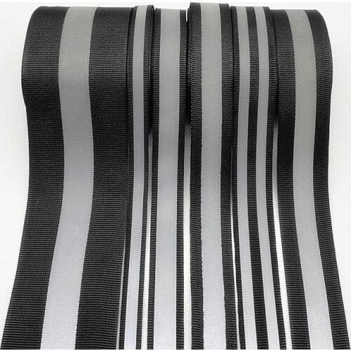 5yards Black Safety Silver Reflective Sew on Fabric Tape Strap Vest Webbing