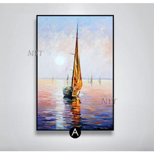 The Sky And The Sea And The Ships Abstract Oil Paintings On Canvas Modern Wedding Decor Wall Mirage Pictures Home Decoration