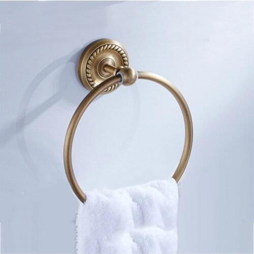 Antique Towel Ring Brass Wall Mounted Round Towel Holders Oil Rubbed Bronze Bathroom Towels Rings Hanger Black Bathroom Hardware