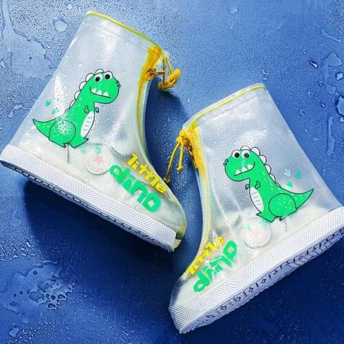 1 Pair Children Rain Overshoes Wear-resistance Animal Print Shoe Covers Non-slip Portable Kid Waterproof Overshoes for Outdoor