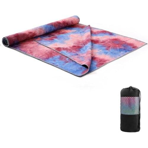 Colorful Tie-Dye Printing Yoga Towel Microfiber Sweat Absorbent Non-Slip Workout Fitness Mat Pilates Blanket with Bag