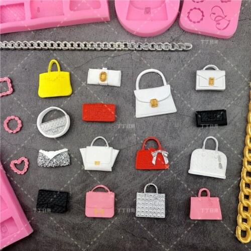 Ladies Wallet Handbag Purse Chain Bag Silicone Resin Art Mold and Chocolate Fondant Cake Cupcake Candy Decoration Baking Tools
