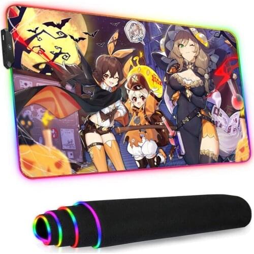 Genshin Impact Mat God of War Led Mousepad Rgb Anime Dedales Tattoo Magic BattleTiger Gaming Longteng Bj Alex Gamer Luminous Rug
