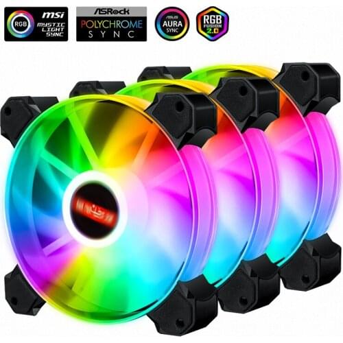 Cooler PC Case Fan RGB Fan 120mm Fan Adjust Argb Mute IR AURA SYNC Cooler Master RGB Cooling Computer Fans Double Aperture