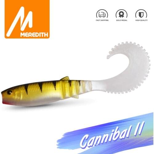 MEREDITH Cannibal Curved Tail 70mm 90mm 110mm Fishing Soft Lure Lifelike Soft Artificial Lure Soft Baits Wobblers Fishing Tackle