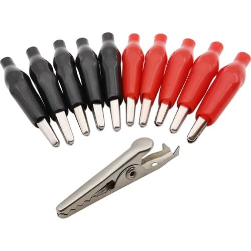 10pcs(5pair)27/35/44mm Insulation Boot Metal Alligator Clip G98 Crocodile Electrical Clamp for Plastic Boot Car Auto Battery