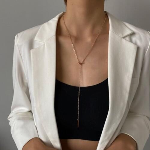 Minimalist Rose Gold Silver Linked Small Circle Necklaces for Women Simple Thin Chain Tie Bow Coin Pendant Chokers Necklace Gift