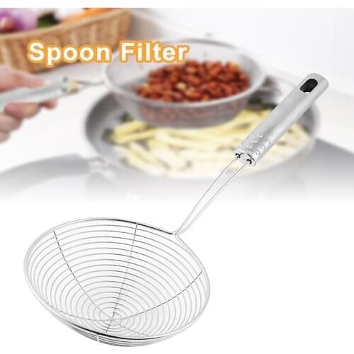 Multi-functional Filter Spoon Stainless Steel Fine Mesh Wire Oil Skimmer Strainer Fried Food Net Kitchen Gadgets Cook Tools 2