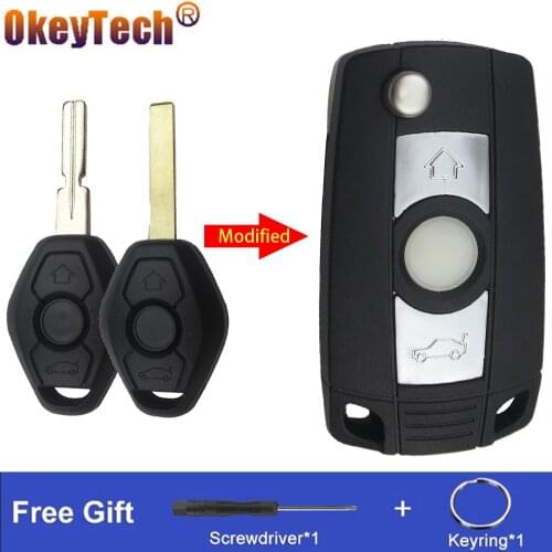 OkeyTech For BMW 1/3/5/7 Series X3 X5 Z3 Z4 Modified Remote Control Car Key Shell For BMW E36 E38 E39 E46 E53 E60 E61 E63 E64