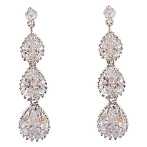 LANFLORA fashion water drop zircon women earrings for birthday gift copper alloy cheap factory shop earrings wholesale price