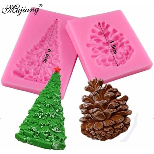 Mujiang Christmas Pine Cone Nuts Silicone Molds Christmas Tree Cake Decorating Fondant Mold Candy Chocolate Gumpaste Moulds