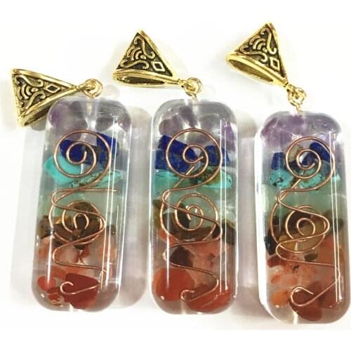New 10PCS Natural 7 Chakra Orgone Energy Healing Reiki Pendant Necklace for Women Chakra Stones Jewelry Necklace Dropshipping