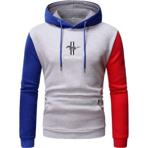 New Spring Creative Design Mustang Mens Movement Hoodies Printing Splicing Tops Popular Autumn Hooded Clothing
