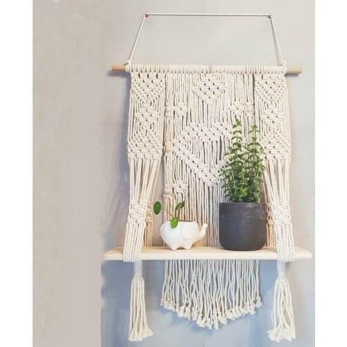 New Nordic Hand-woven Tapestry Bohemian Wall Hanging Decorative Painting DIY Home Background Wall Shelf Cotton Tassel Tapestry