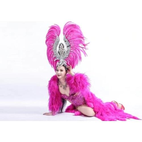 Feather clothing Stage performance catwalk carnival Headdress flower pubs party Mens wear womens clothing