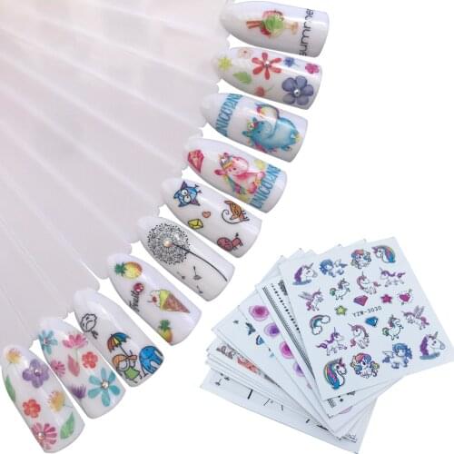 YZWLE Dandelion Watermark Nail Decals Flower Cartoon Drink Stickers For Nails Art Salon Decorations Accessories