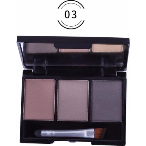 3 Color Eyebrow Powder Palette Cosmetic Brand Eye Brow Enhancer Professional Waterproof Makeup Eye Shadow With Brush Mirror Box