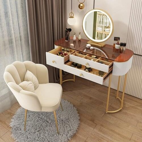 Nordic Light Luxury Glass Surface Small Family Model Bedroom Contemporary and Contracted Dressing Table Self-contained Modern
