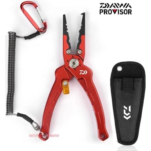 DAIWA Fishing Pliers Grip Aluminum Alloy scissors Hook Remover Braid Line Cutting Fishing Tools With lock Knot Fishing Equipment
