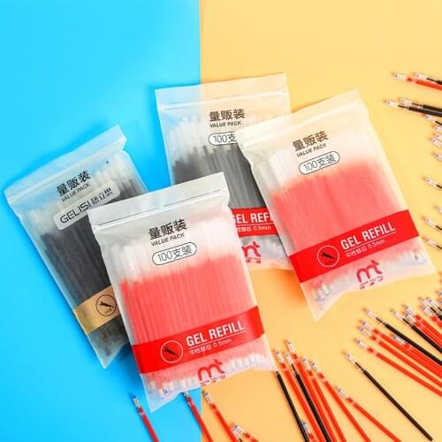 Sharkbang 100pcs/Pack 0.5mm Gel Refills Super Value Pack Needle Pen Black/Blue/Red Writing For Kids School Stationery Supplies