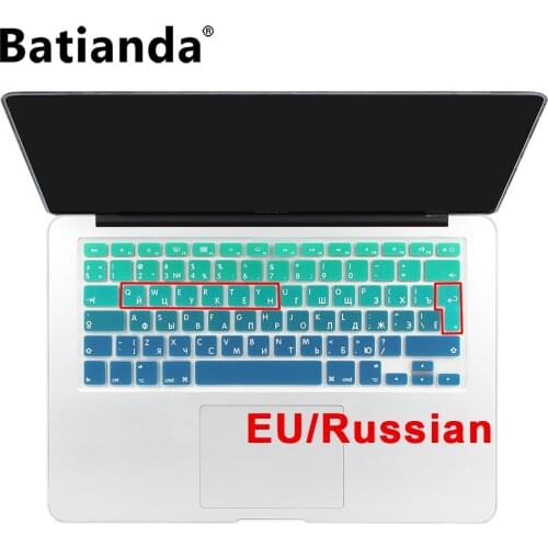 Silicone EU/UK Russian alphabet Gradient Colors Keyboard Cover Stickers Protector for MacBook Air 13" MacBook Pro 13" 15" Retina