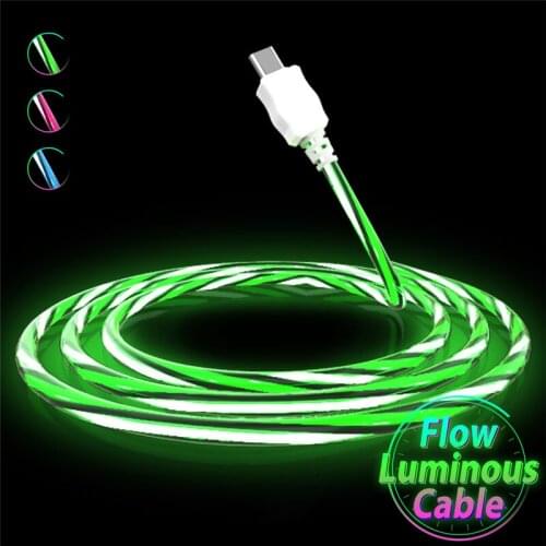 LED Luminous Charging Cable For Huawei Honor 8X 8C Xiaomi Mi 9 Max 3 HTC Micro USB Type C Mobile Phone Charger Flowing Cord