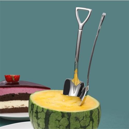 Stainless Steel Iron Shovel Spoon Coffee Ice Cream Spoon Shovel Multifunctional Cute Square Head Spoon Kitchen Accessories