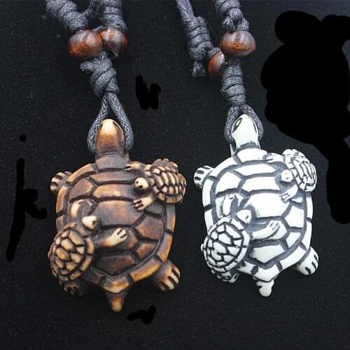 1PCS Styles Ethnic Tribal Faux Yak Bone Sea Turtle Pendants Necklace Resin Adjustable Fashion Jewelry