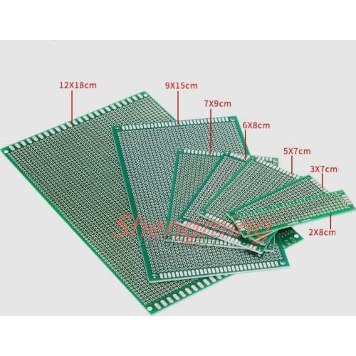 10PCS 2x8 3x7 5x7 6x8 7x9 9x15 12x18 cm Duel Side PCB Printed Circuit Prototype Board Universal Breadboard