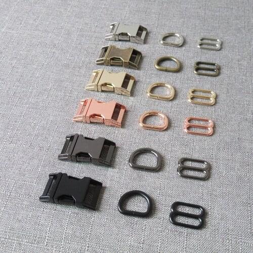 100 sets 20mm Heavy metal side release buckle D ring belt slider for pet dog collar paracord sewing accessory connect buckle