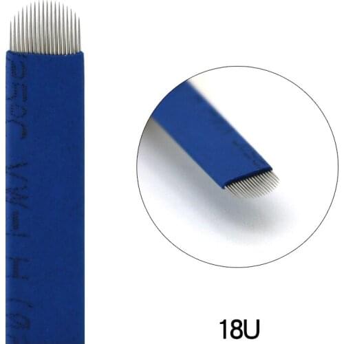 100 PCS 18 Pin U Shape Tattoo Needles Permanent Makeup Eyebrow Embroidery Blade For 3D Microblading Manual Tattoo Pen