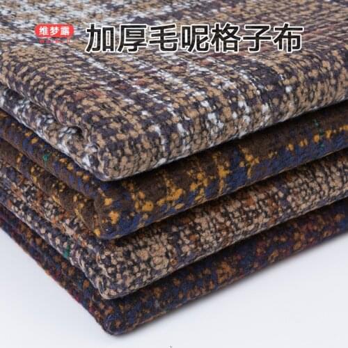 150cmx50cm Plus Thick Plaid Woolen Fabric Autumn Winter Double-sided Wool Cashmere Woolen Cloth Keep Warm Coat Clothes Fabric