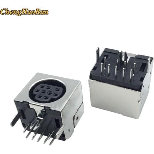 2Pcs/Lot LCD TV S-video 9 Pin Mini Din Socket Connector shield Right Angle through hole Mini Circular DIN Receptacle Socket