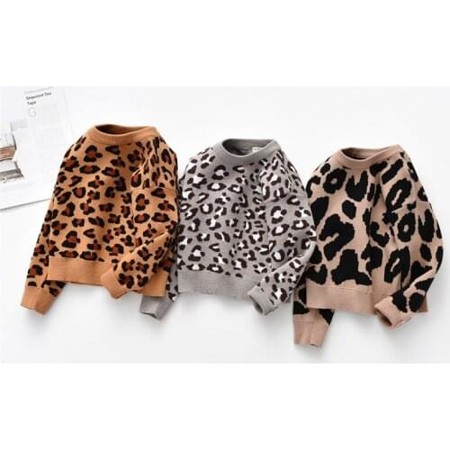 2020 Fashion Kids Baby Long Sleeve Leopard Top Sweater Casual Round Neck Knitwear Sweatshirt for Kids Baby Boys Girls