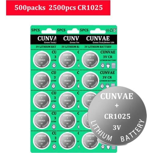 2500PCS 3V CR 1025 CR1025 Lithium Button Battery DL1025 BR1025 KL1025 Cell Coin Batteries For Watch Electronic Toy Remote