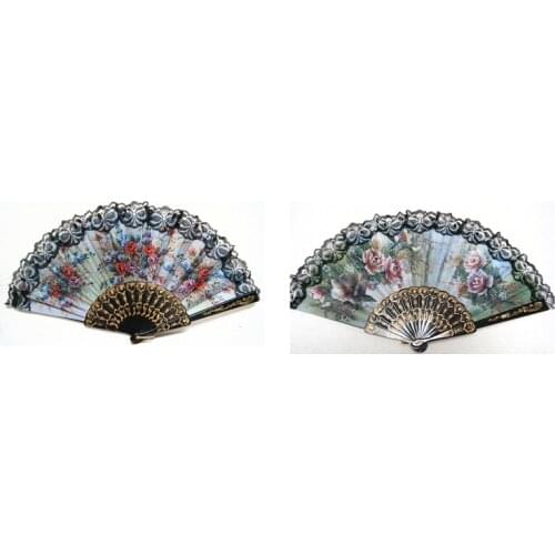 2x Spanish Style Hand Fan Decorative Design