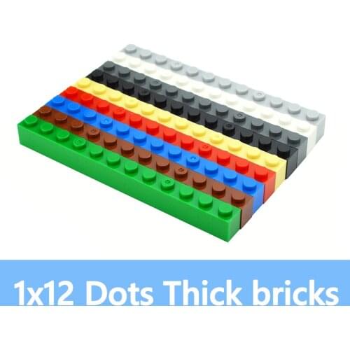 50pcs DIY Building Blocks Figures Thick Bricks 1x12 Dots Educational Creative Size Compatible With 6112 Plastic Toy For Children