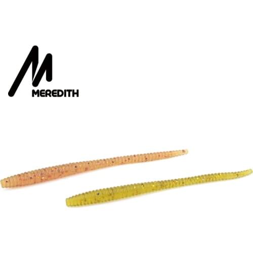 MEREDITH 50pcs 60mm 0.4g Sinking Trout Worm Soft Lure Silicone Simulation Earthworms red Worms Artificial Fishing Lure bloodworm