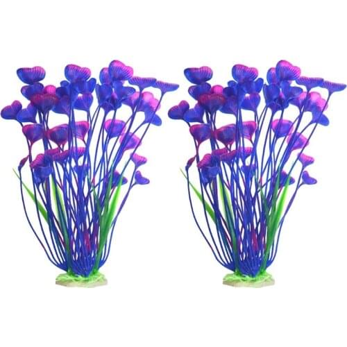 AXYC Aquarium Plants Plastic Artificial Fish Tank Decorations 2pcs Aquatic Plants 40cm Large Underwater Plants Bright Colors