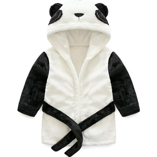 Toddler kids bathrobe cute panda cosplay flannel robe for 6-48month child boys girls soft fur sleepwear home clothes