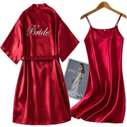 Women Rayon Embroidery Bride Bridesmaid Bathrobe Sexy Mini Sleep Nightshirt Sleepwear Wedding Robes