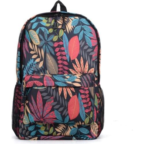 Canvas Backpack Leaves Printed School Bags for Teenager Girls Shoulder Bag Mochila Feminina Sac Bags For Women VK5208