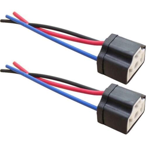 2Pcs H4 9003 Ceramic Wire Wiring Car Head Light Bulb Lamp Harness 3 Holes Socket Car Internal Lamp Accessories
