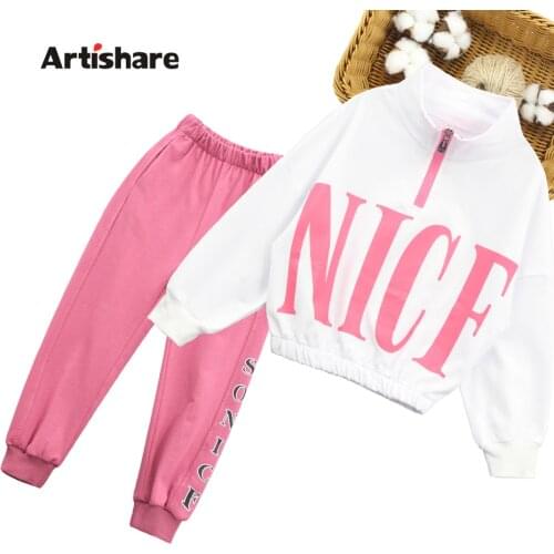 Girls Clothes Set Letter Pattern Sweatshirt + Pants Sport Clothes For Girls 2021 Spring Autumn Kids Girl Clothes