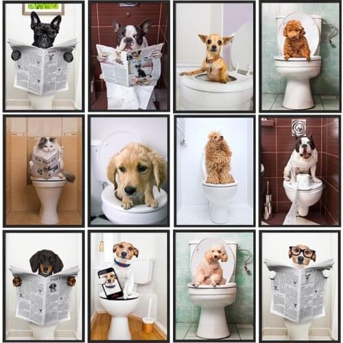 Creative Animal Dog Canvas Painting Personalized Posters and Prints Print Art Mural Pictures Pet Shop Toilet Wall Decoration