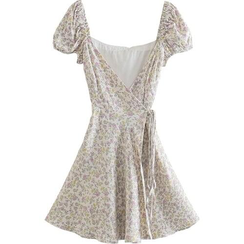 Hot Sale New Summer Women Floral Print Dress Short Sleeve Slim Mini Dress Nightclub Club Dress