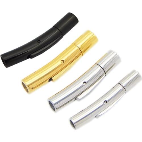Mibrow 1pc 316L Stainless Steel Clasps Connector Fit Bracelet 2/3/4//5/6mm Hole Clasps For DIY Leather Cord Bracelet Jewelry